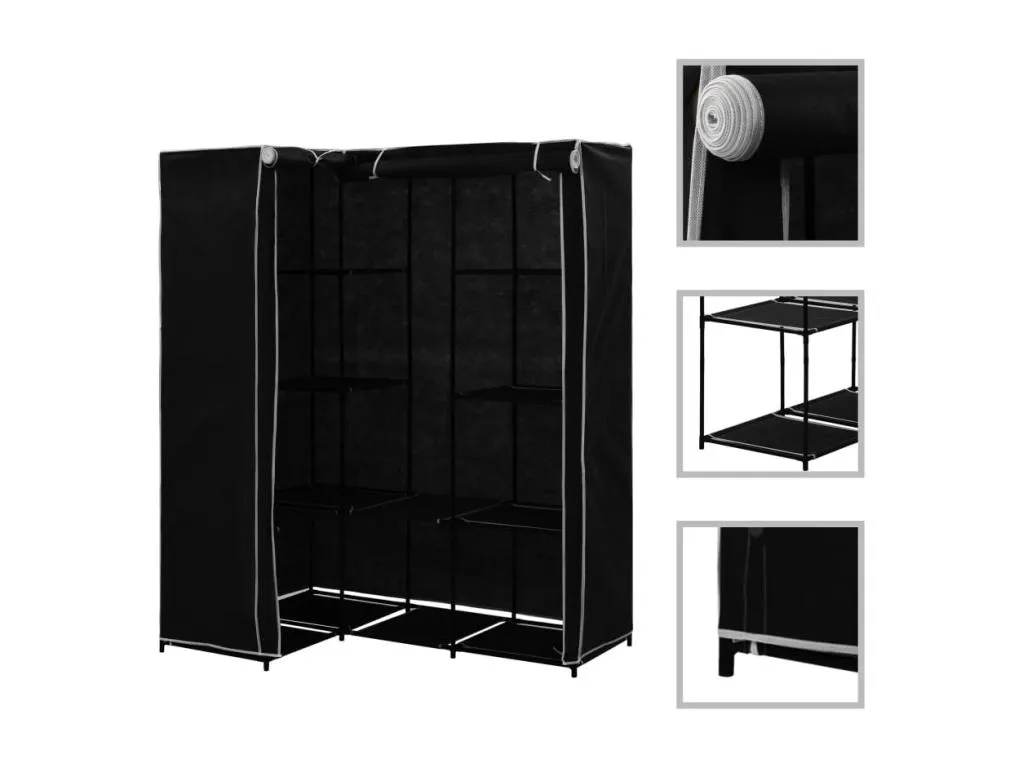 Armario de esquina negro 130x87x169 cm JJBE65649
