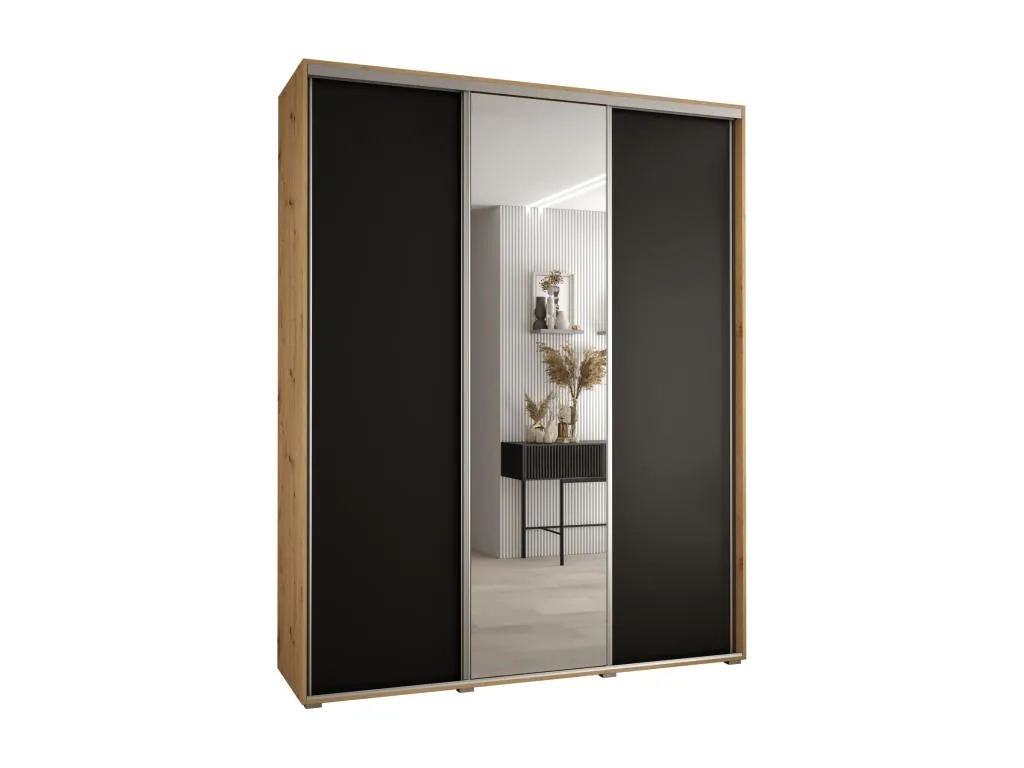 ARMARIO Francomuebleses 3 DE PUERTAS CORREDERAS 235.2/200/45 3 puertas (Artisan/Negro/Plata)