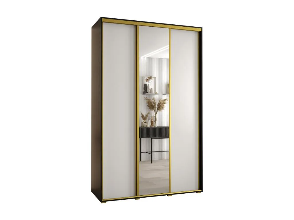 ARMARIO Alkihogares 3 DE PUERTAS CORREDERAS 235.2/150/45 3 puertas (Negro/Blanco/Oro)