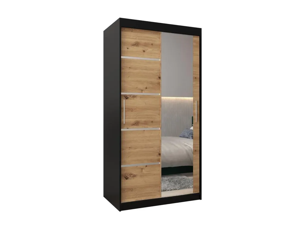 Armario Biocasahogar de 2 puertas correderas 200/100/62 cm en color negro y artisan RJ6117213