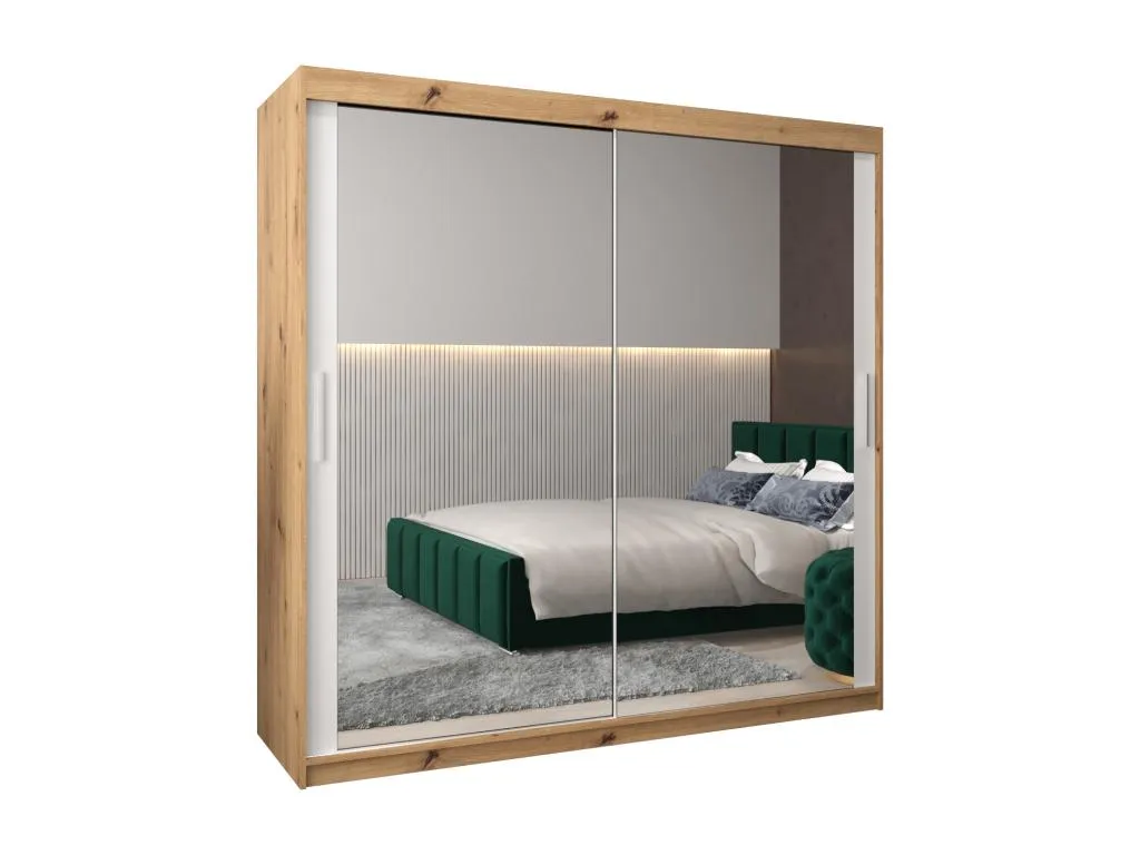 Armario Micasacool 3 de puertas correderas 200/200/62 2 puertas (artisan/blanco)
