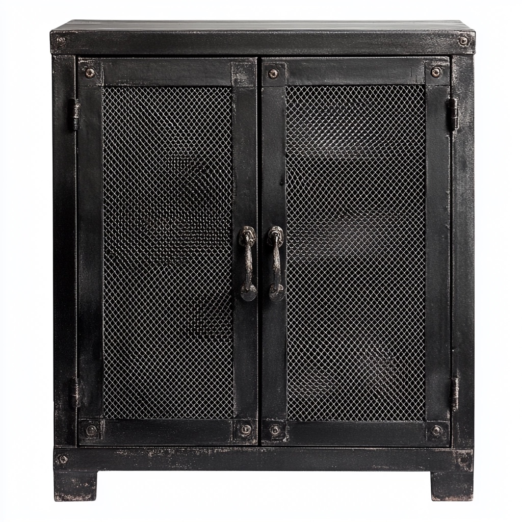 Armario industrial metálico negro para salón de almacenamiento diseño vintage 80x80x40 cm mueble auxiliar KT4351309
