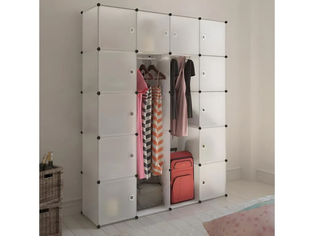 Armario modular con 14 compartimentos blanco 37x146x180.5 cm 80276RHLQ