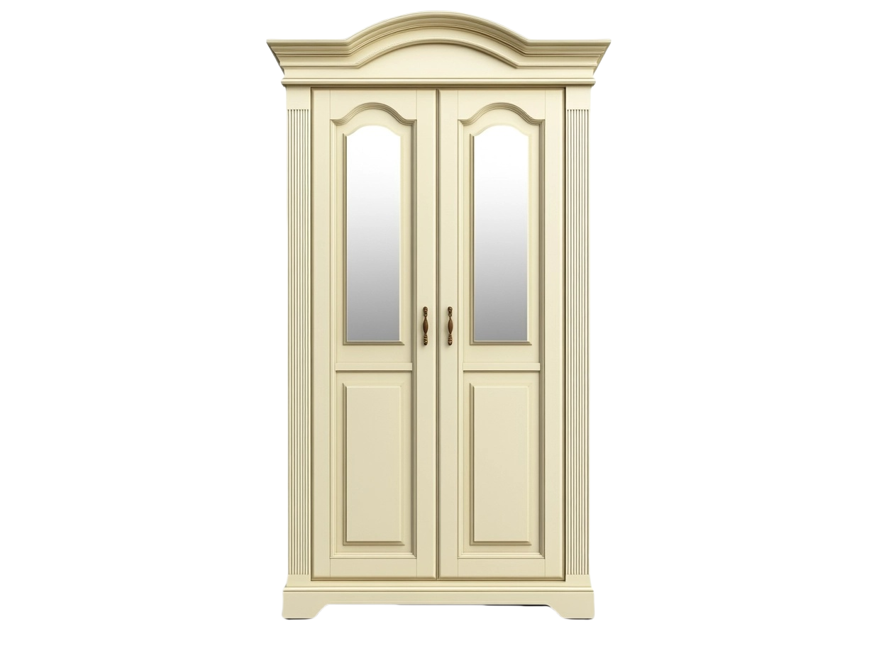 Armario vintage con espejo en color crema con estructura de madera resistente y doble puerta ideal para dormitorio o vestidor con gran capacidad dy5527966