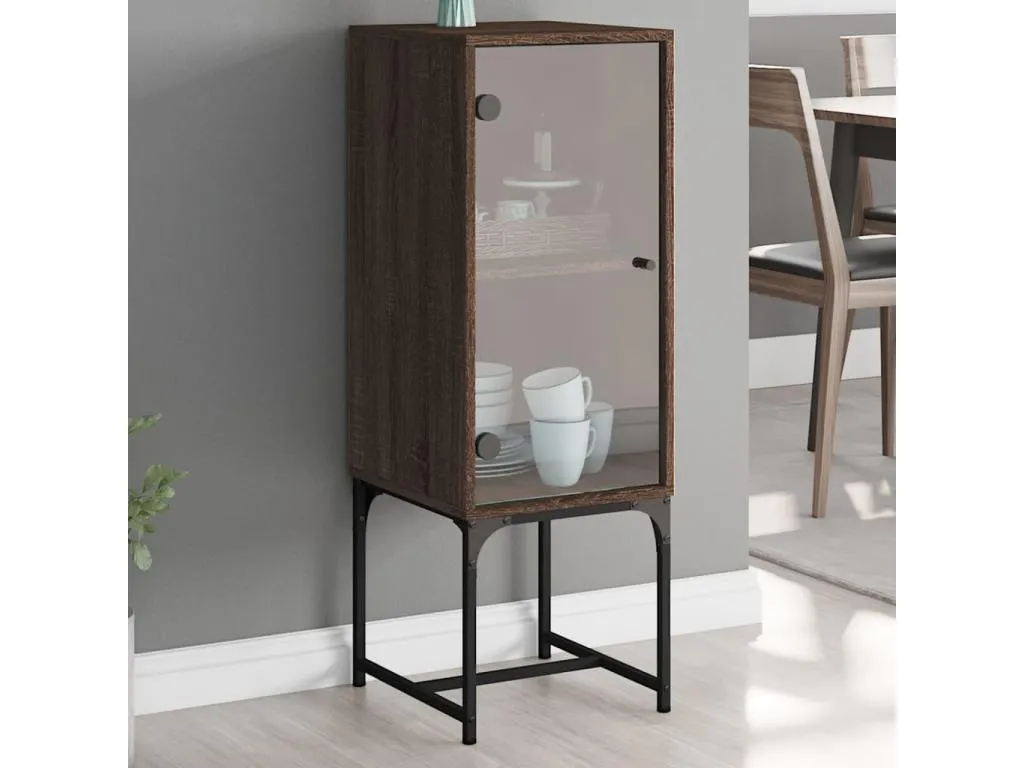 Armario auxiliar con puerta de vidrio marrón Homepleno 35x37x100 cm wiib81206