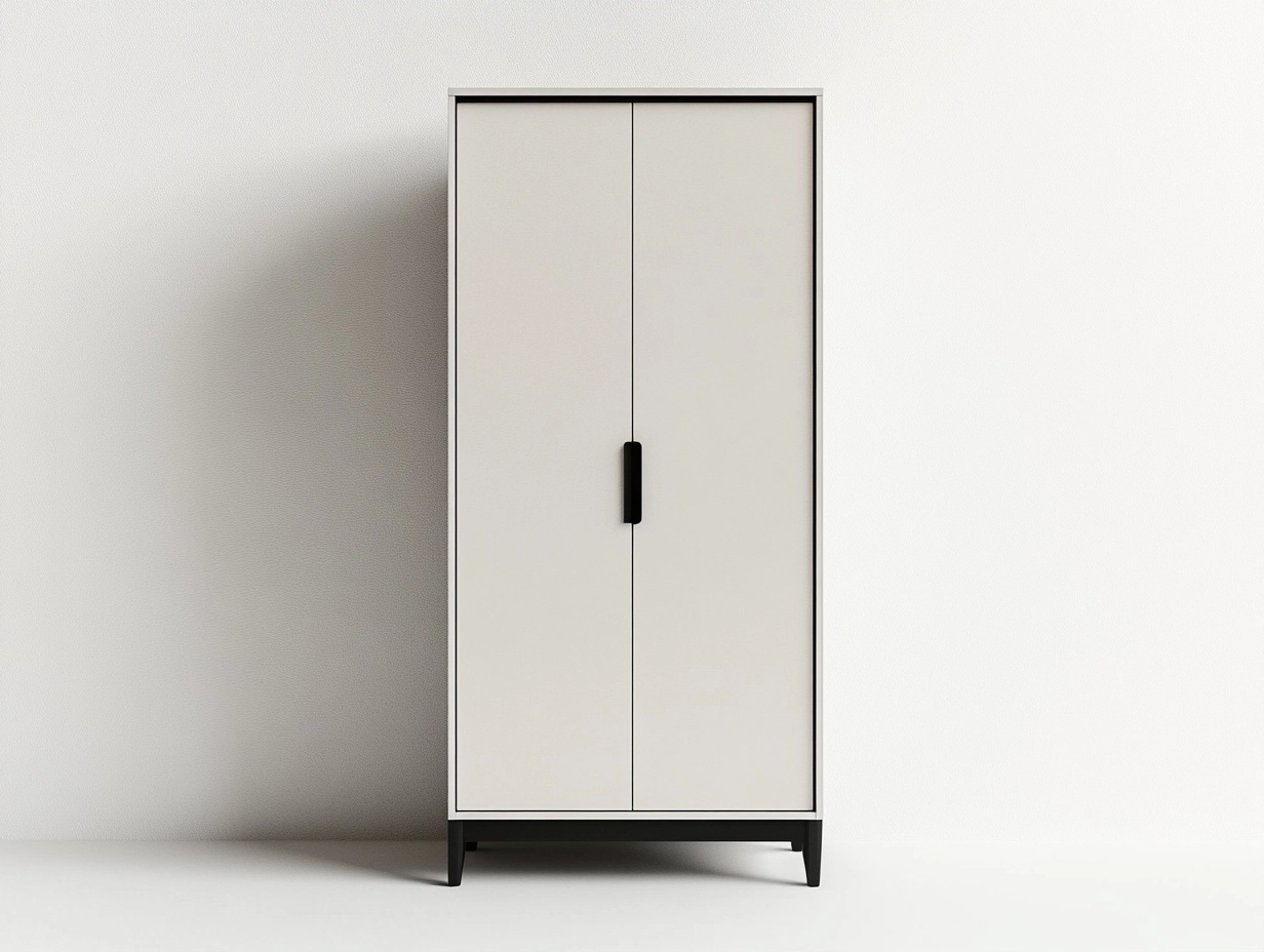 Armario moderno de madera 180x80x45 cm para dormitorio con puertas dobles almacenamiento elegante blanco y negro