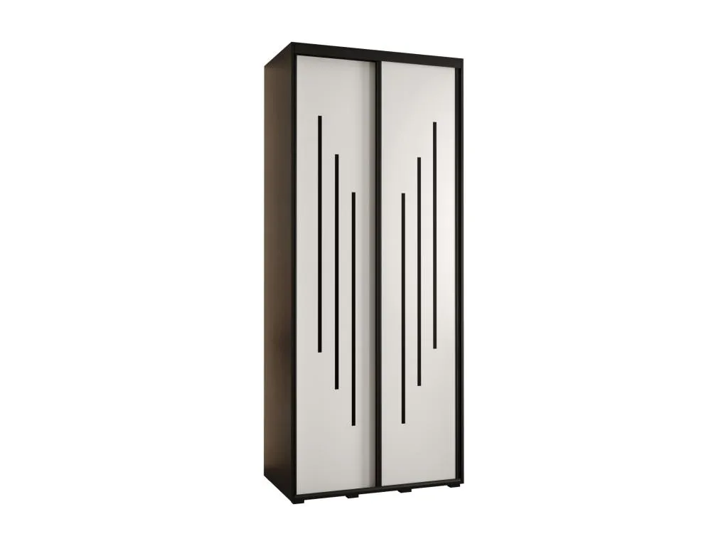 ARMARIO Decoencanto 8 DE PUERTAS CORREDERAS 235.2/100/60 2 puertas (Negro/Blanco/Negro)
