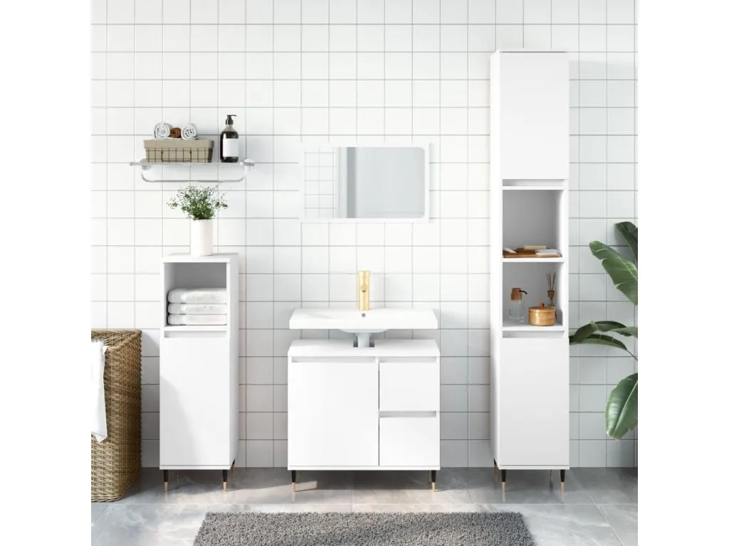 Armario de baño Patriciabaezcasa contrachapada blanco 30x30x190 cm