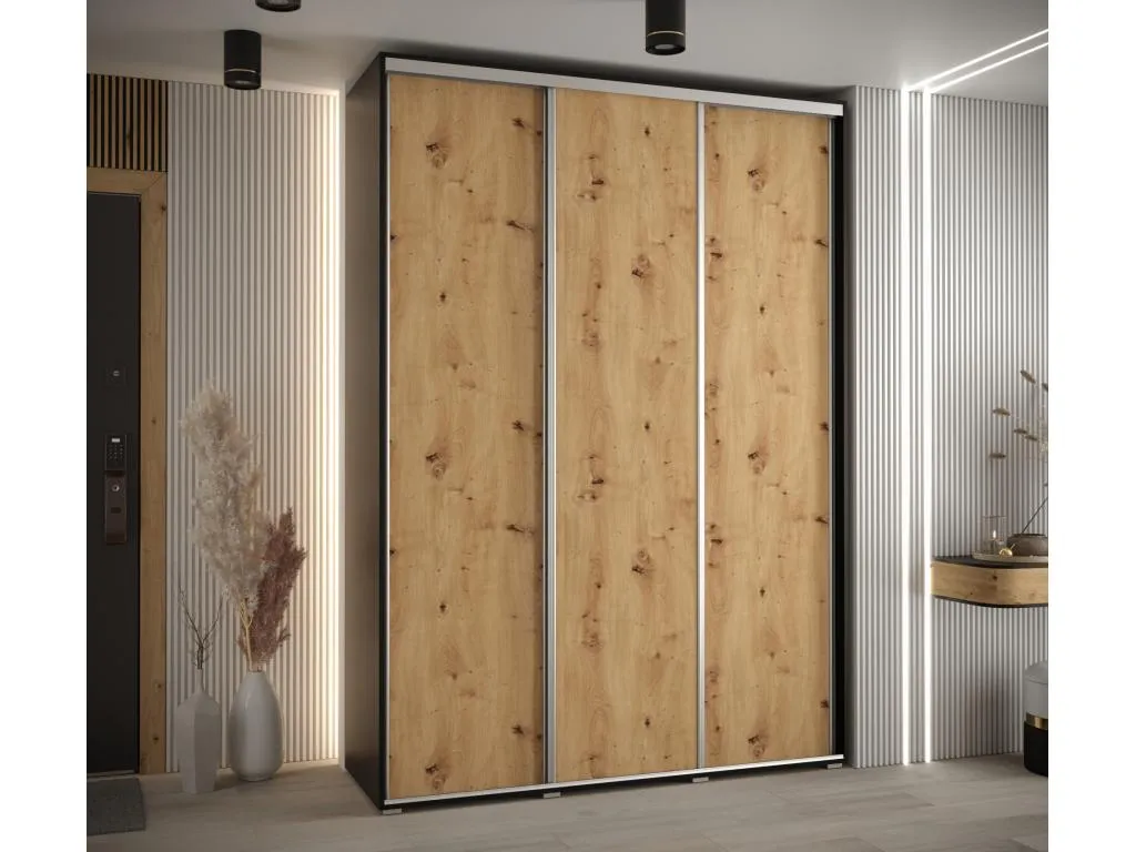 ARMARIO Decoencanto 1 DE PUERTAS CORREDERAS 235.2/170/60 3 puertas (Negro/Artisan/Plata)