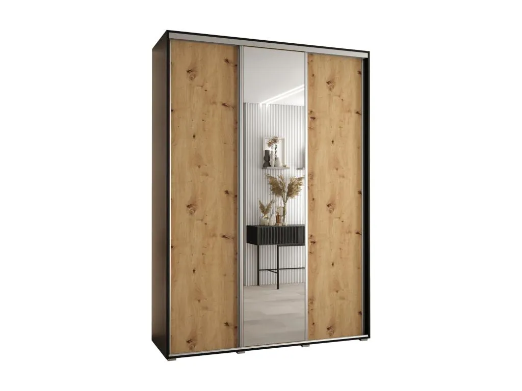 Armario Decohoguera 3 puertas correderas 235.2/180/45 cm (Negro/Artisan/Plata) MA8999213