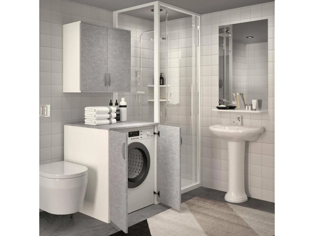 Armario multiusos 2 puertas Jmmhogar Muebles multifuncionales casillero de zapatos Armario de escobas Made in Italy 76x70h90 cm Blanco y