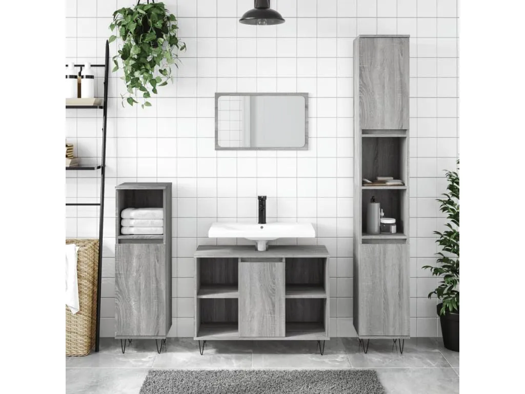 Armario de baño Decopractico contrachapada gris Decopractico 30x30x100 cm 73593KPZN