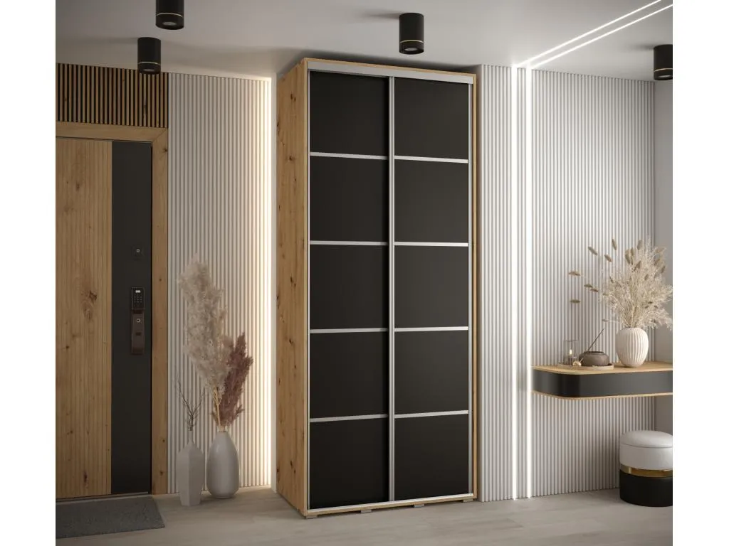 ARMARIO Hogarve 4 DE PUERTAS CORREDERAS 235.2/100/45 2 puertas (Artisan/Negro/Plata) 35316muxb