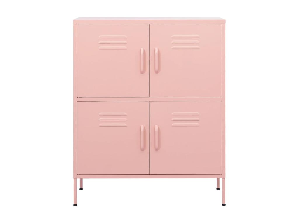 Armario de almacenamiento acero rosa 80x35x101.5 cm