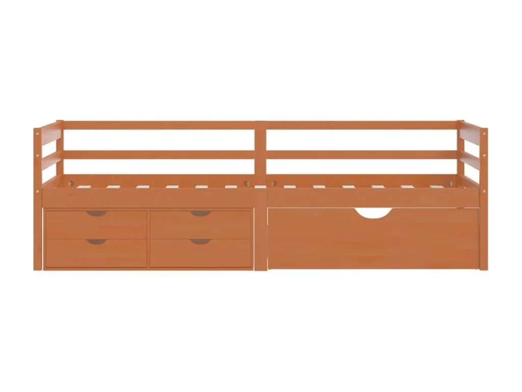 Cama con cajones y armario Jmmhogar marrón miel 90x200 cm