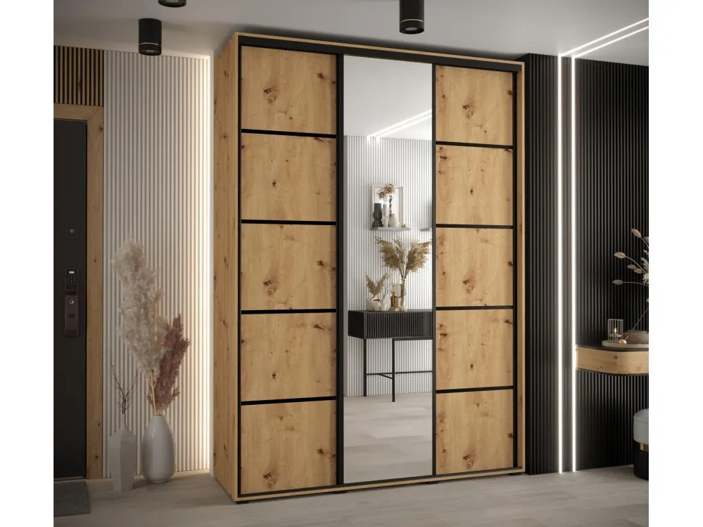 ARMARIO Vivircalido 5 DE PUERTAS CORREDERAS 235.2/180/60 3 puertas (Artisan/Artisan/Negro) 19710lkdl