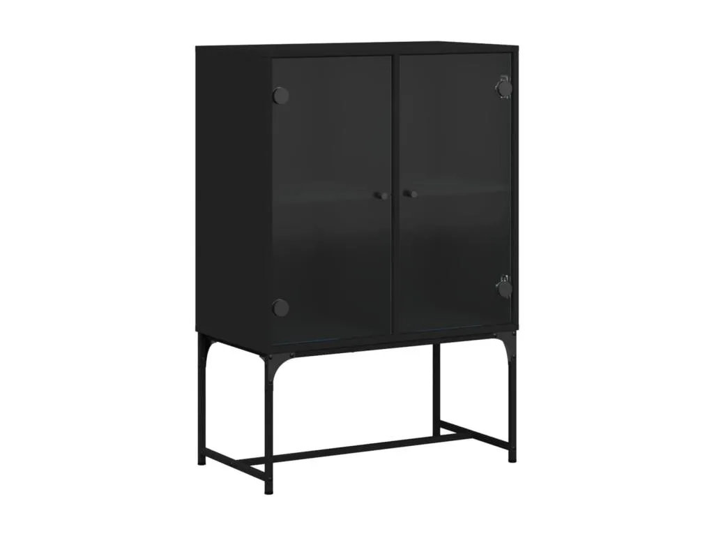 Armario auxiliar con puertas de vidrio negro 69x37x100 cm lnuv84901