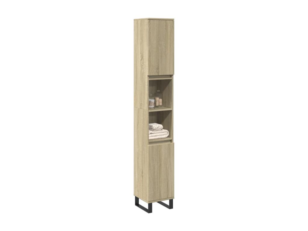 Armario de baño madera contrachapada roble Luzssnh 30x30x190 cm