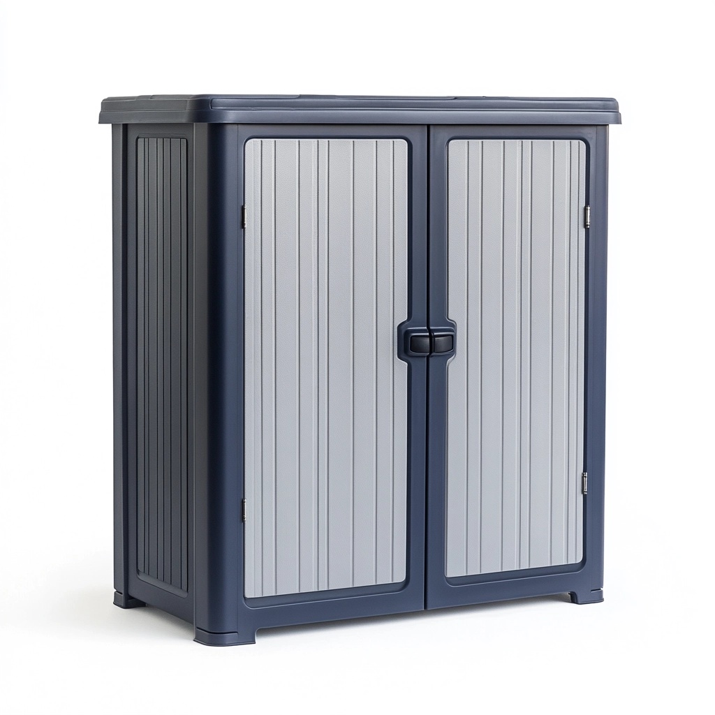 Casa y jardín Almacenaje al aire libre armario organizador gran capacidad 83x40x92 cm gris azul jardín plástico WH9891821