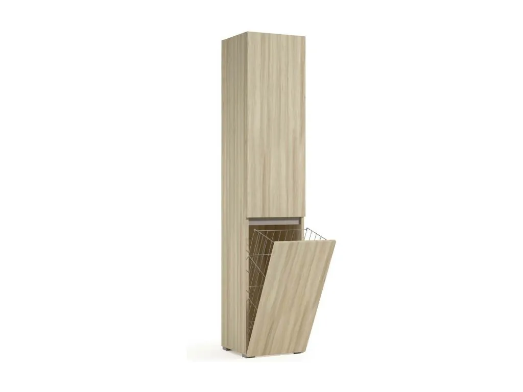 Armario multiusos Alkifurniturees de 2 puertas mueble para lavandería de 2 puertas Columna de baño con cesto para la ropa Made in Italy VKBC50159