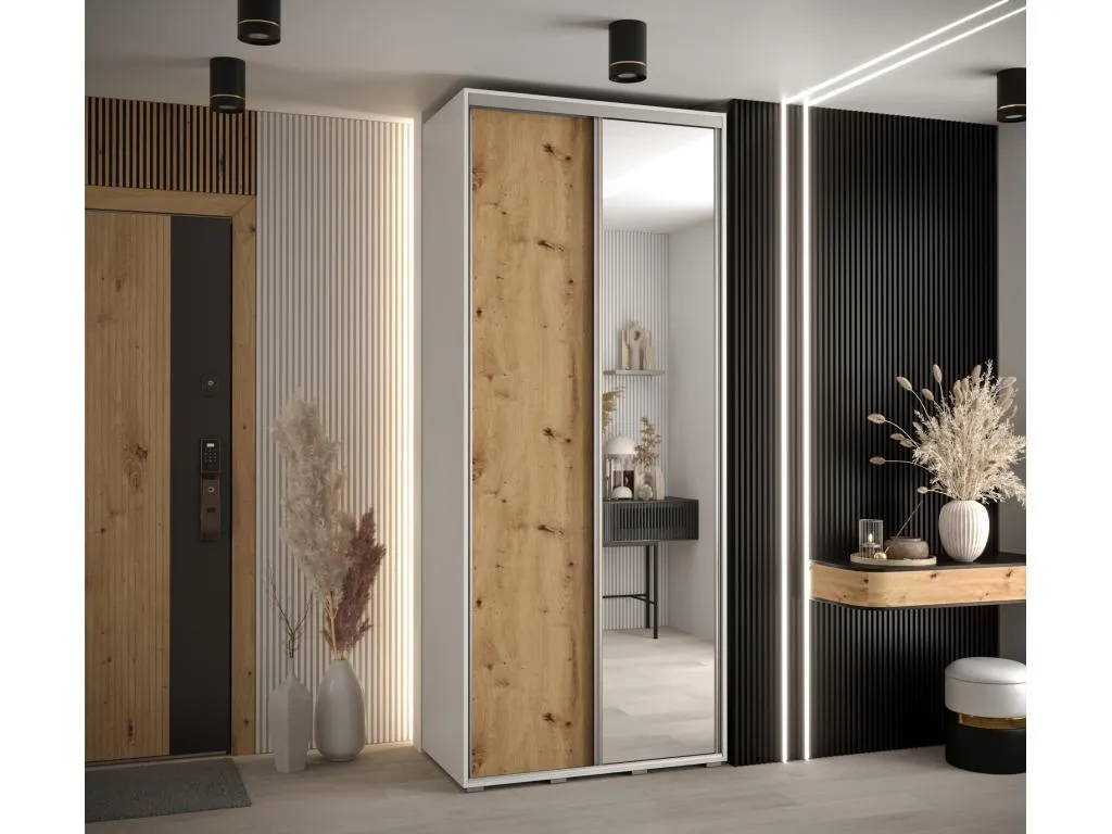 ARMARIO Kavehomedeco 3 DE PUERTAS CORREDERAS 235.2/120/60 2 puertas (Blanco/Artisan/Plata) FGCD23292