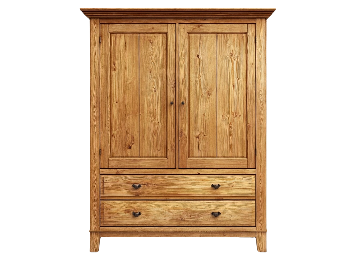 Armario de madera natural con dos puertas y dos cajones 120x180 cm ideal para dormitorio en color nogal uh3993649