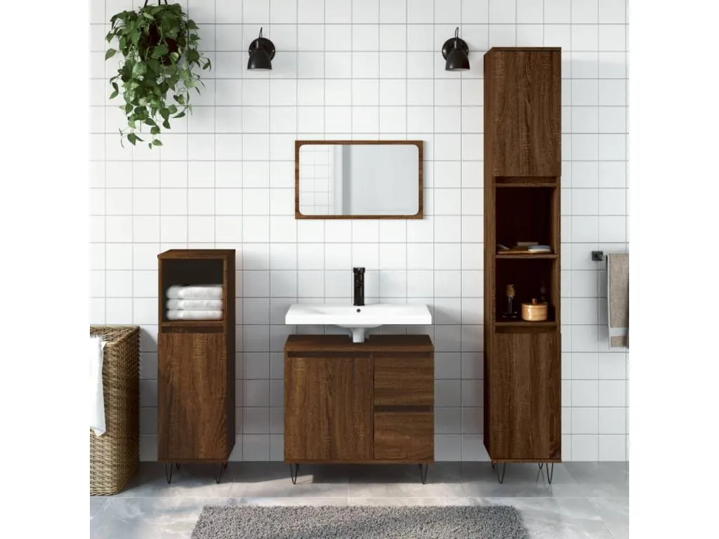 Armario de baño Hogarsens contrachapada marrón Hogarsens 65x33x60 cm