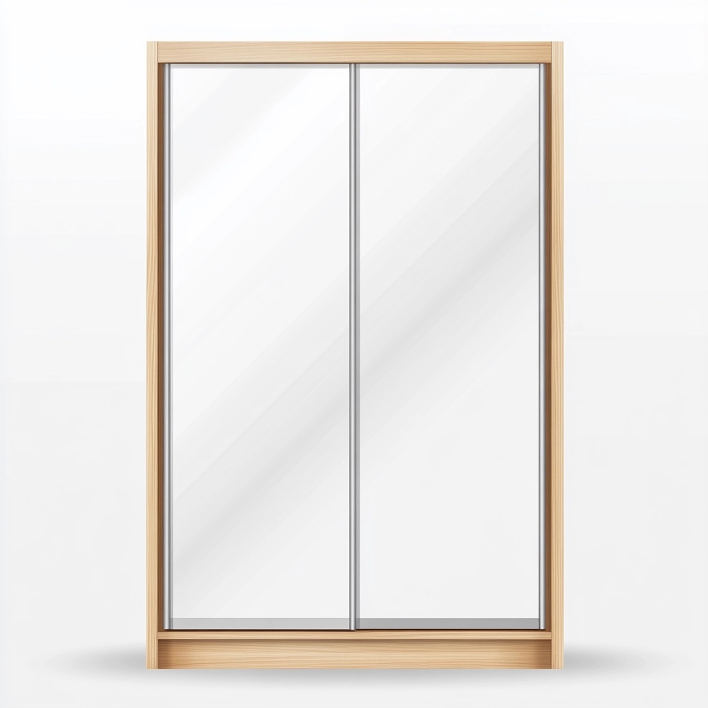 Armario de Puertas Correderas con Espejo para Dormitorio en Acabado Madera Natural y Vidrio Gran Capacidad 200x150cm PP4033189
