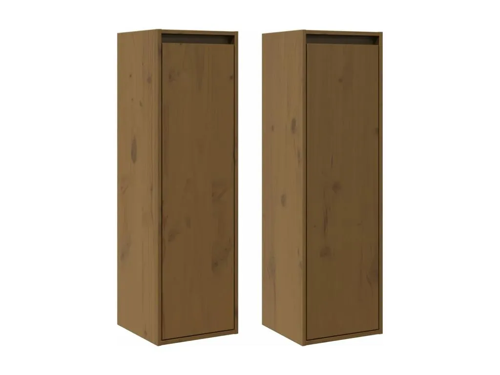Armarios de pared 2 uds Decounico marrón miel 30x30x100 cm