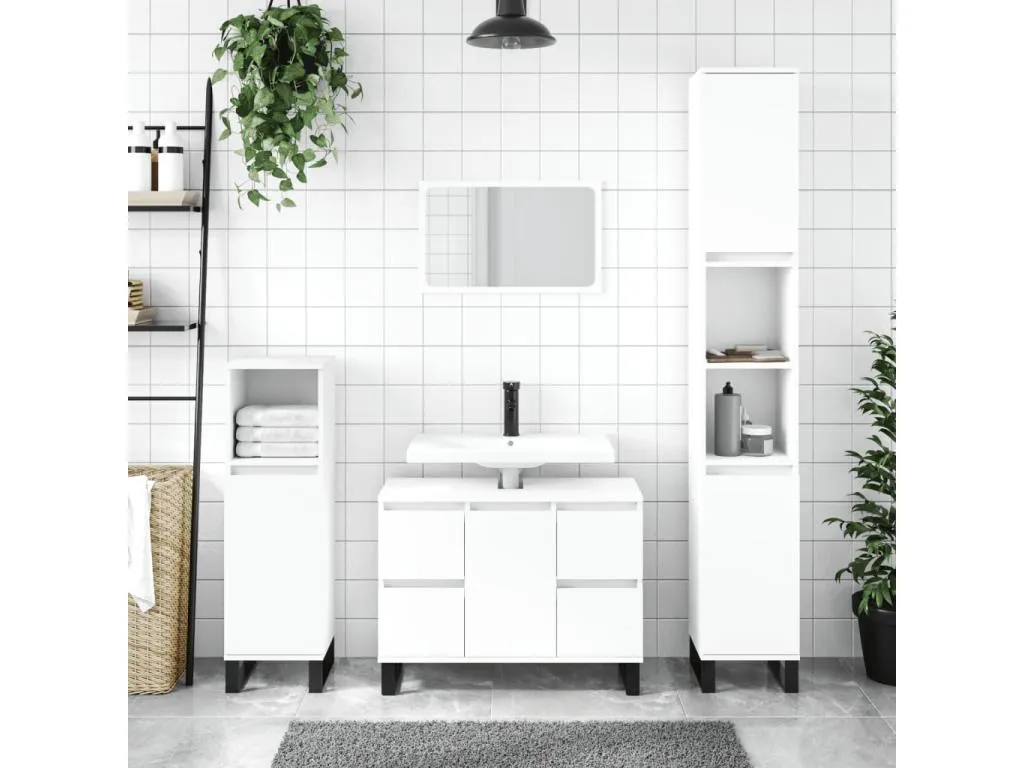 Armario de baño Mueblesclasic de ingeniería blanco 30x30x100 cm
