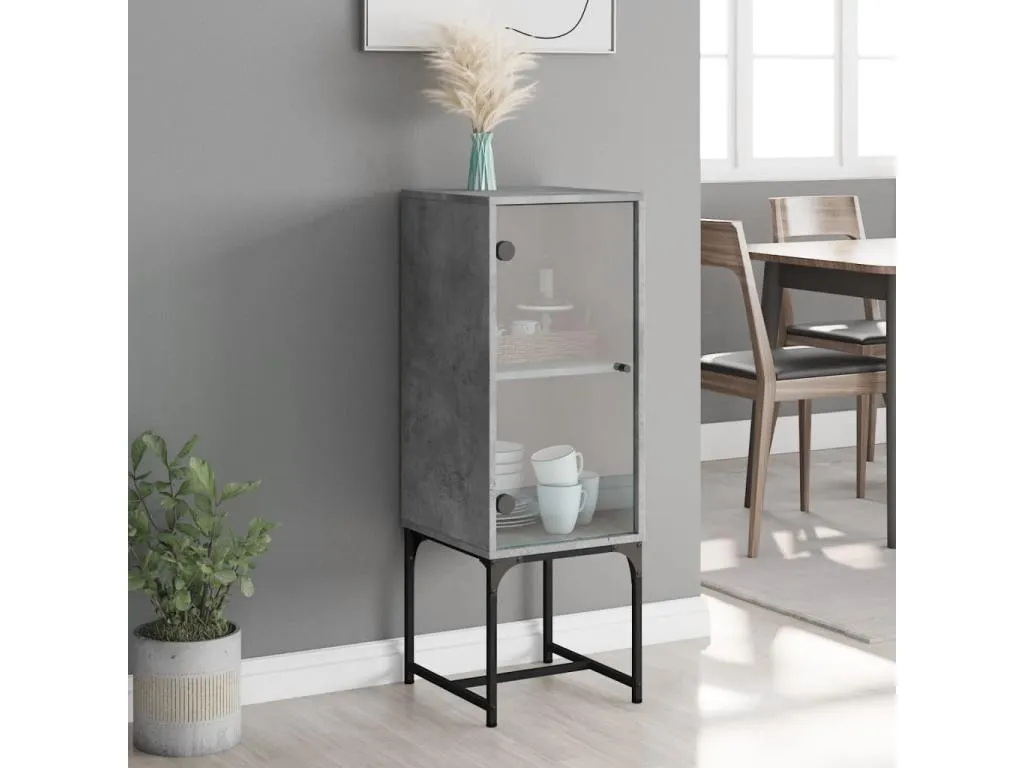 Armario auxiliar con puerta vidrio gris hormigón 35x37x100 cm UWSI35192
