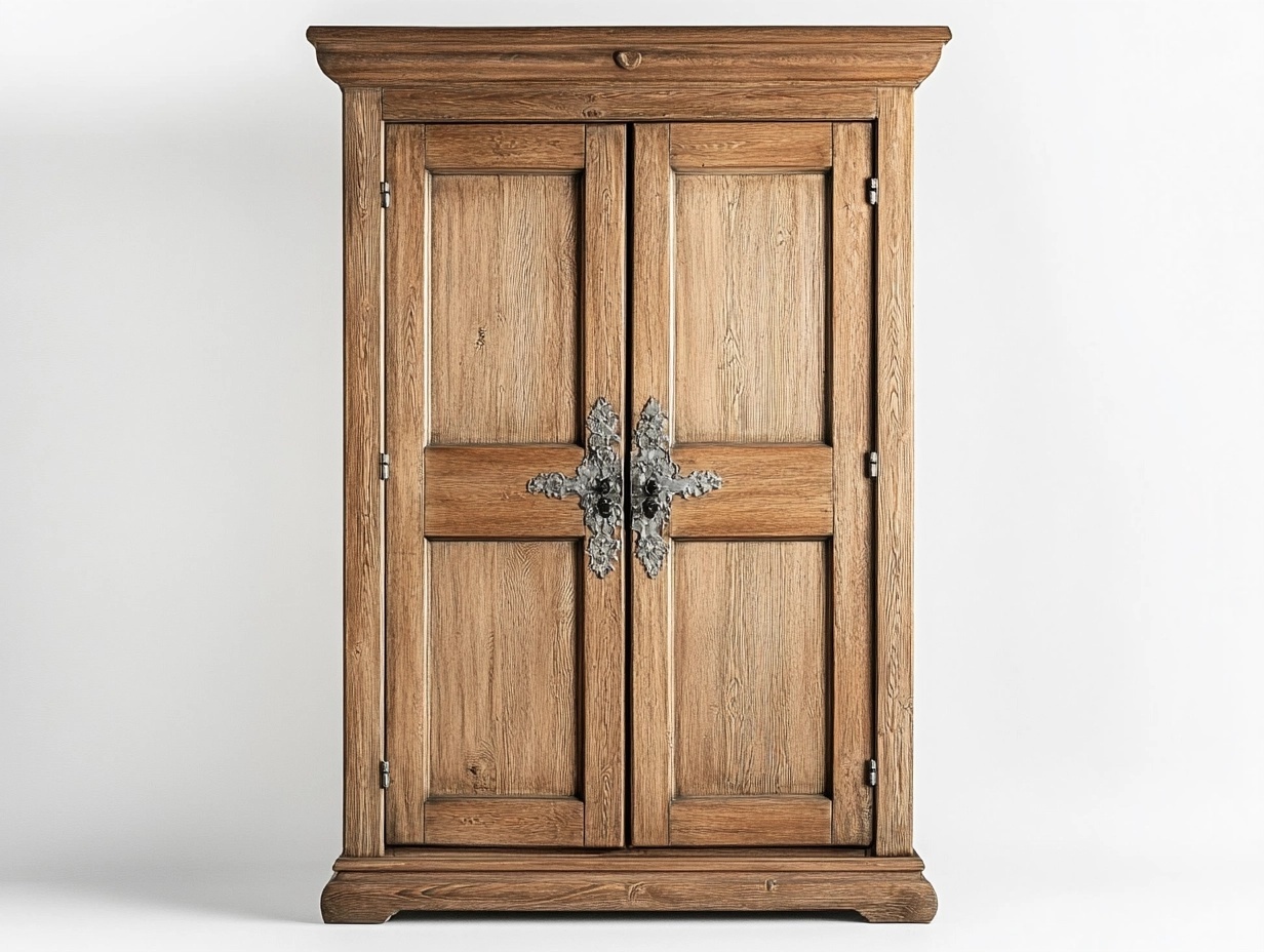Armario de madera maciza de roble 180x100x50 cm para dormitorio estilo clásico con gran capacidad de almacenamiento