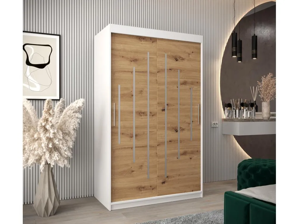 ARMARIO Mueblesclasic DE PUERTAS CORREDERAS 200/120/62 2 puertas (blanco/artisan)