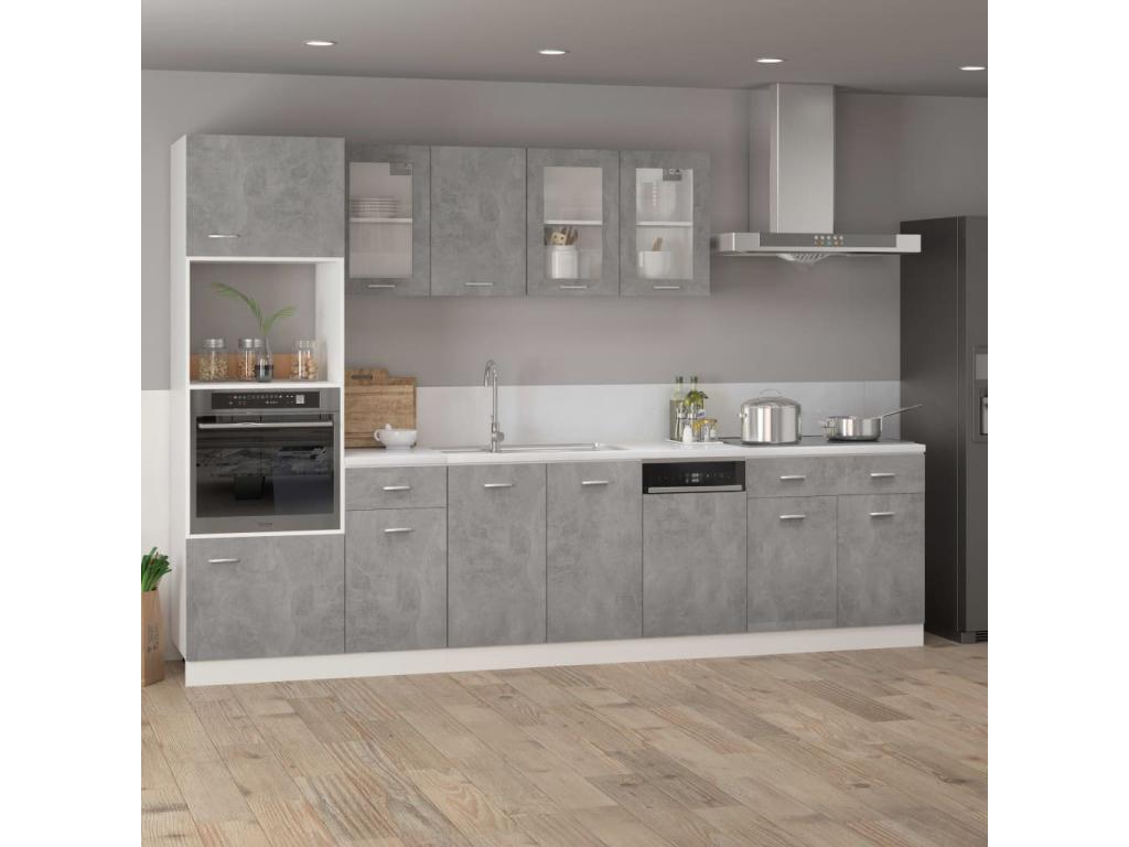 Armario bajo cajón madera ingeniería gris hormigón 80x46x81 - 5cm