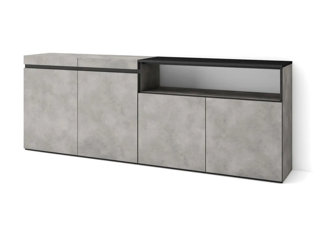 Aparadores para salón 200x75x35cm 4 Puertas Armario zapatero Cemento