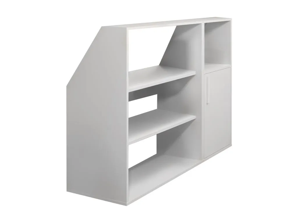 Armario inclinado para techo abuhardillado de 1 puerta 2 estantes y 1 estante - Blanco - Kavehomedeco 74219PMGG