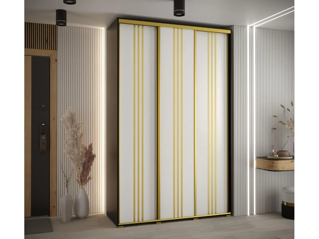 ARMARIO Boverdeco 6 DE PUERTAS CORREDERAS 235.2/150/60 3 puertas (Negro/Blanco/Oro)
