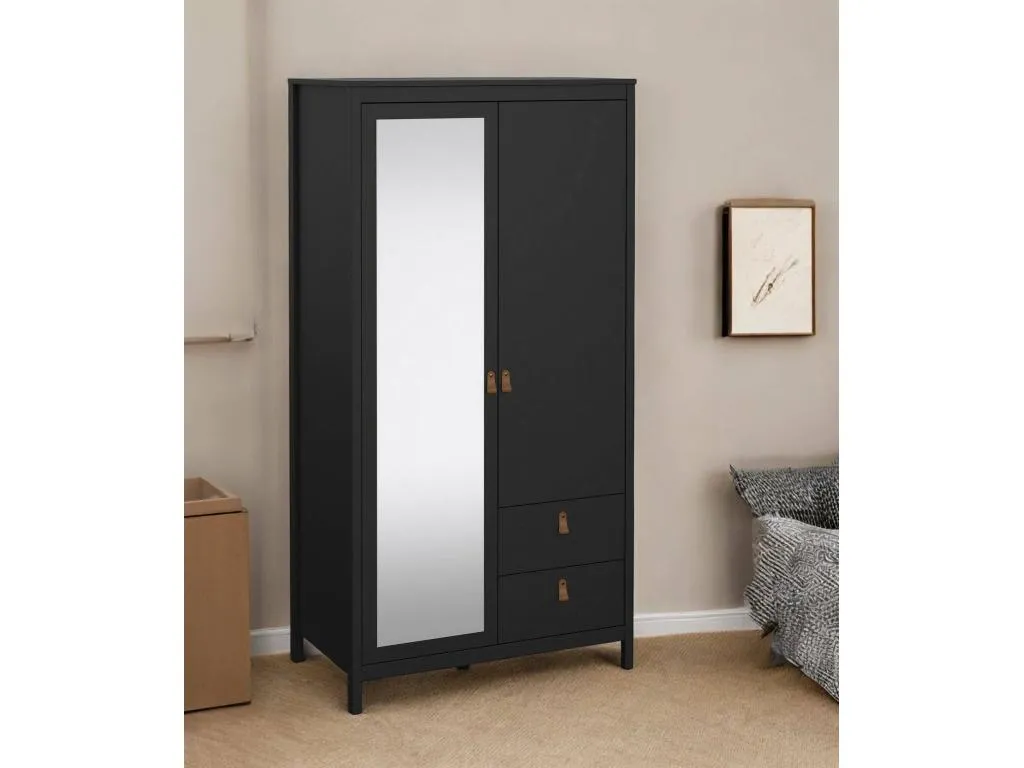 Armario 2 puertas Hogarmini Muebles de dormitorio Vestidor Armario de ropa 102x58 h199 cm Negro 78661xpjd