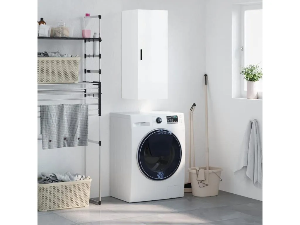 Armario de pared blanco brillante 34.5x34x90 cm 24183ENYQ