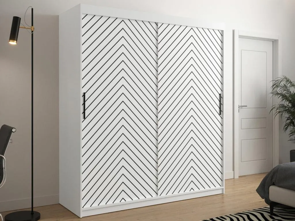 Armario Jmmhogar 312 Negro | Blanco 200x180x62cm Puertas de armario - Correderas