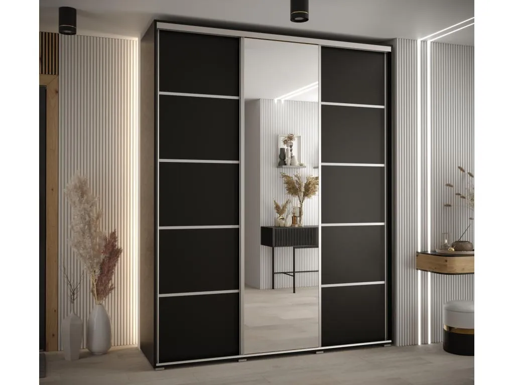 ARMARIO Habitarluz 5 DE PUERTAS CORREDERAS 235.2/190/45 3 puertas (Negro/Negro/Plata) CLNG41563