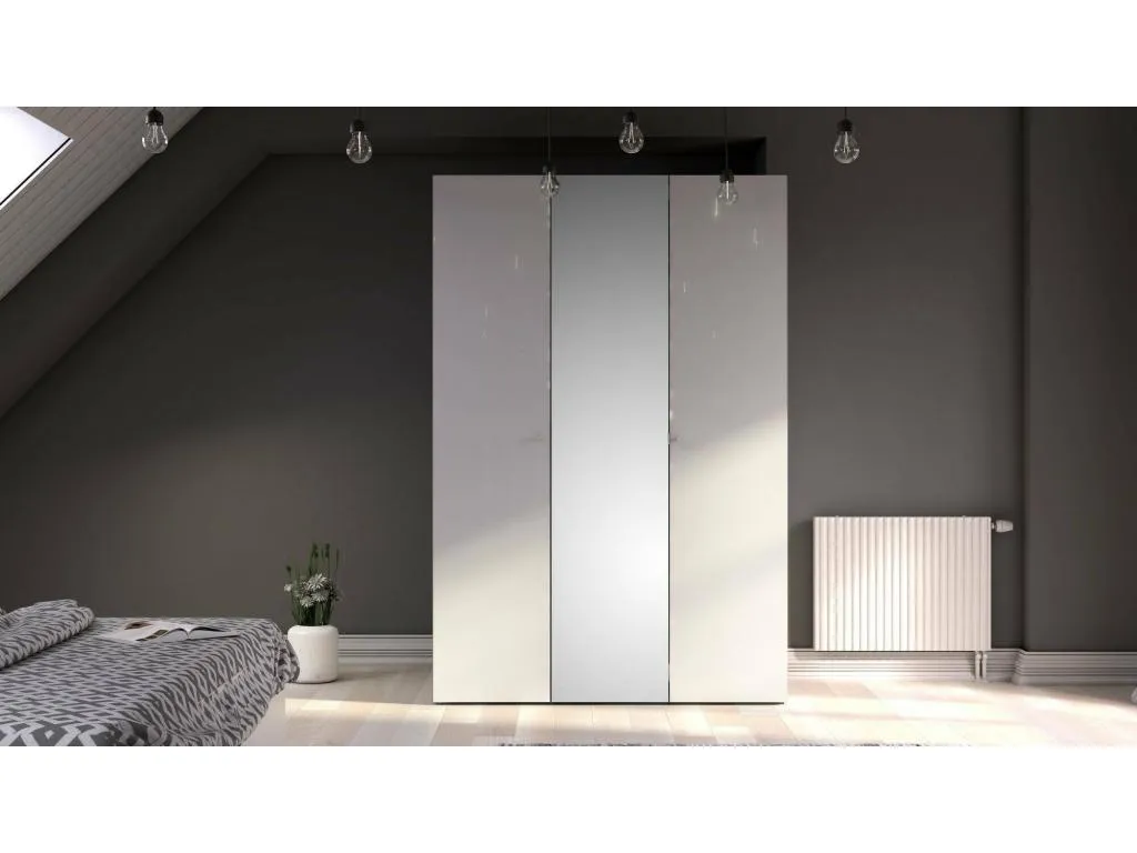 Armario 3 puertas Hogarsens Muebles de dormitorio Vestidor Armario de ropa 147x60 h219 cm Blanco