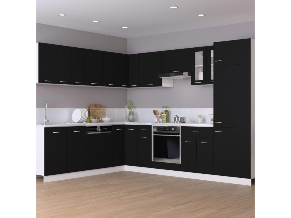 Armario inferior cajón de cocina madera de ingeniería negro