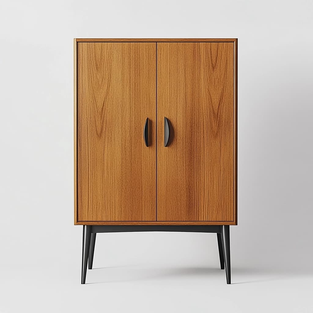 Armario bajo de madera para salón acabado nogal con puertas dobles ideal para almacenamiento moderno 80x40x120 cm