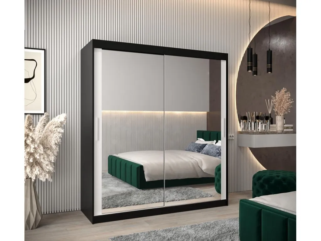 Armario Alkifurniturees 3 de puertas correderas 200/180/62 2 puertas (negro/blanco) 39585EBYH