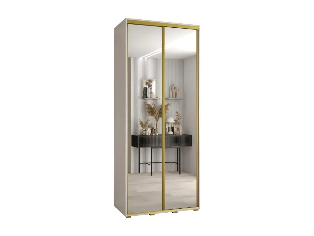 ARMARIO Jmmhogar 2 DE PUERTAS CORREDERAS 235.2/120/60 2 puertas (Blanco/Blanco/Oro)
