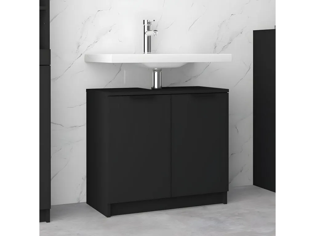 Armario de baño Decoencanto contrachapada negro 64.5x33.5x59 cm