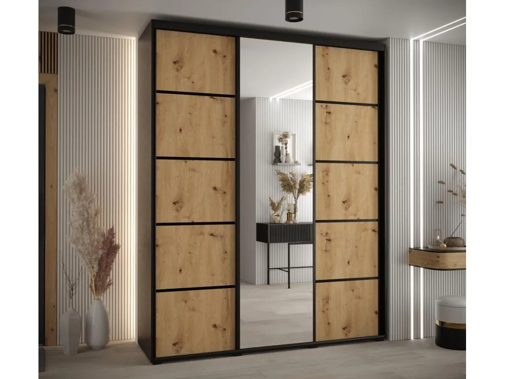 ARMARIO Andreuworldcasa 5 DE PUERTAS CORREDERAS 235.2/190/45 3 puertas (Negro/Artisan/Negro)