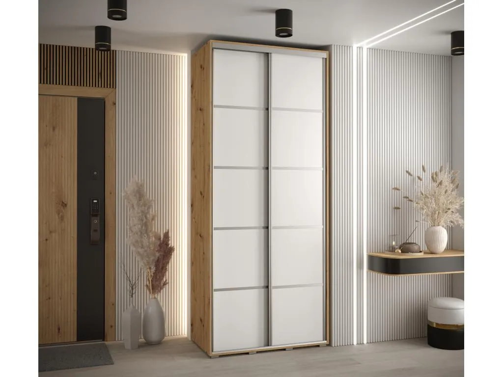 ARMARIO Micasacool 4 DE PUERTAS CORREDERAS 235.2/120/45 2 puertas (Artisan/Blanco/Plata)