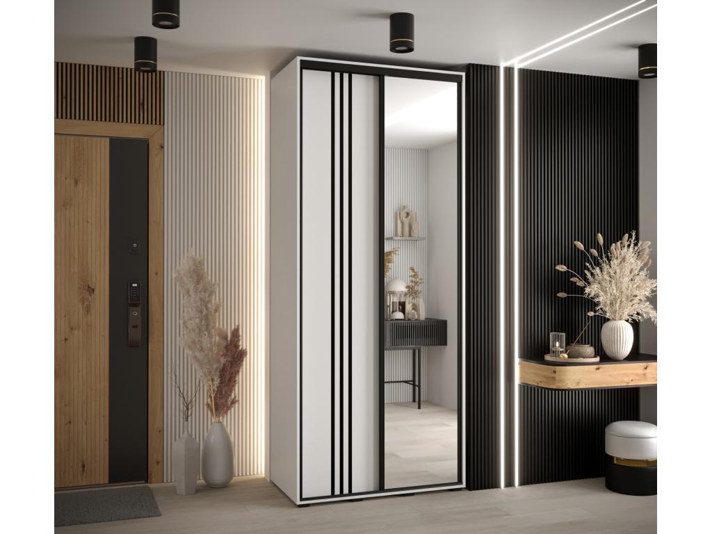 ARMARIO Mueblesclasic 7 DE PUERTAS CORREDERAS 235.2/100/60 2 puertas (Blanco/Blanco/Negro)
